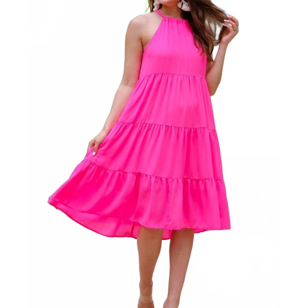 NEW JESS LEA pretty little things halter dress in perfectly pink